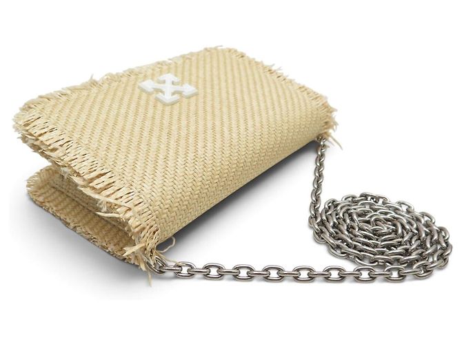 BORSA A MANO NUOVA OFF WHITE JITNEY 0.5 OWNN022S22 RAPHIA A TRACCOLLA Beige - vista 4