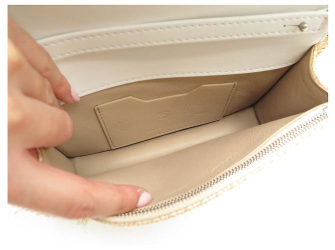 BORSA A MANO NUOVA OFF WHITE JITNEY 0.5 OWNN022S22 RAPHIA A TRACCOLLA Beige - vista 8