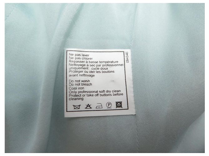 CHANEL SHORT JACKET LOGO BUTTONS P14754 M 38 LIGHT BLUE WOOL TWEED JACKET - view 7