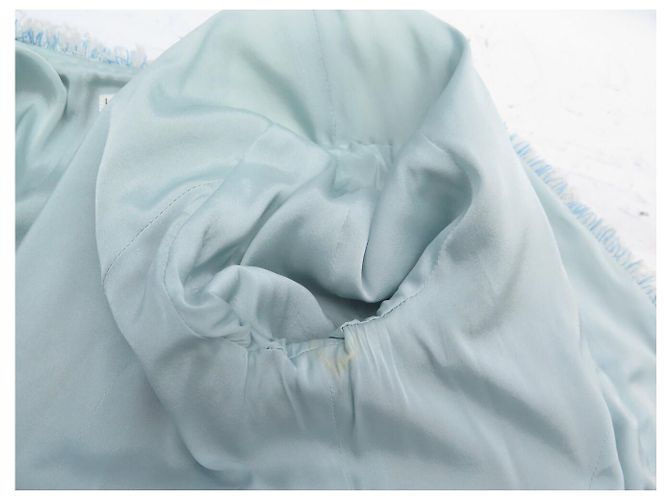 CHANEL SHORT JACKET LOGO BUTTONS P14754 M 38 LIGHT BLUE WOOL TWEED JACKET - view 9