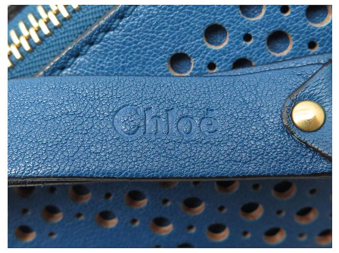 Chloé NUOVA BORSA A MANO CHLOE MARCIE MM IN PELLE TRAFORATA BLU A TRACCOLLA - vista 8