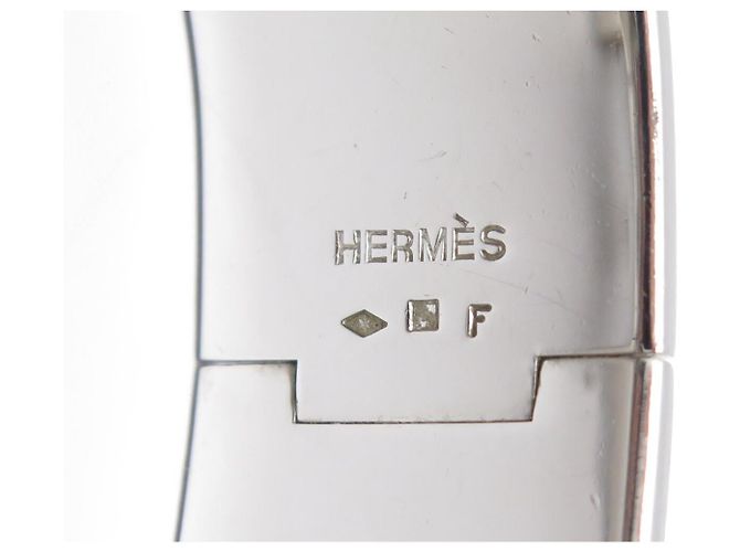 Hermès BRACCIALE HERMES CLIC CLAC H LARGE IN ACCIAIO PALLADIATO & SMALTO VERDE T16 BANGLE - vista 6