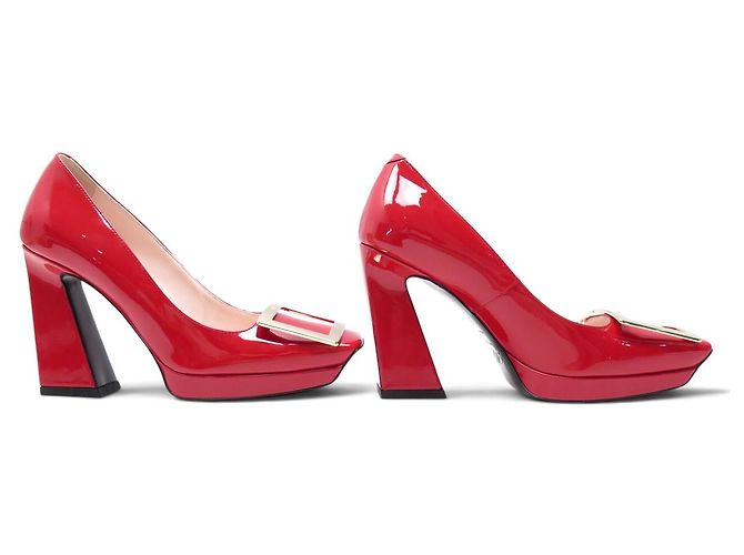 NEU ROGER VIVIER SCHUHE VIV SQUARE PLATFORME PUMPS 36 ROTES LEDER - Ansicht 3