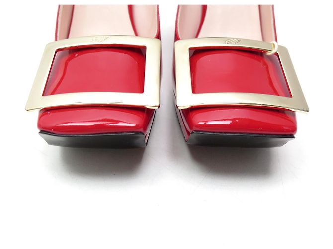NEU ROGER VIVIER SCHUHE VIV SQUARE PLATFORME PUMPS 36 ROTES LEDER - Ansicht 4