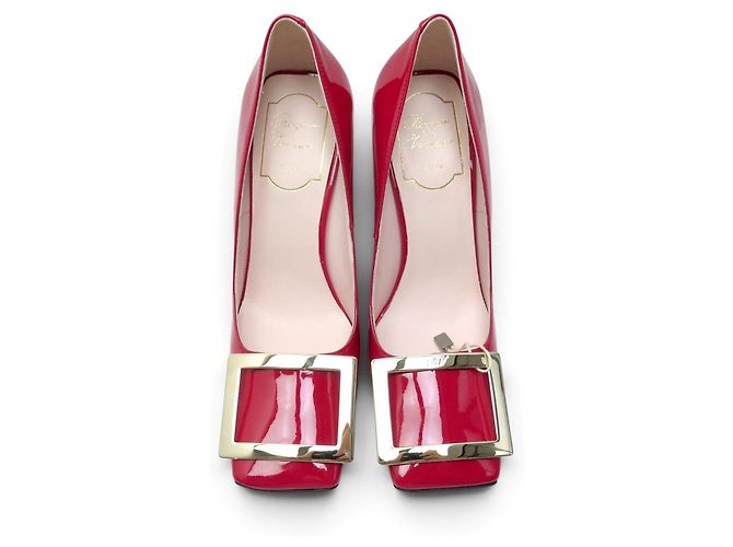 NEU ROGER VIVIER SCHUHE VIV SQUARE PLATFORME PUMPS 36 ROTES LEDER - Ansicht 8