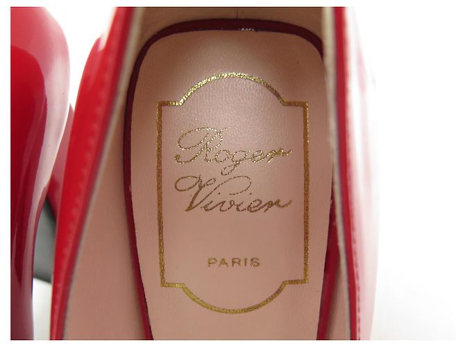 NEU ROGER VIVIER SCHUHE VIV SQUARE PLATFORME PUMPS 36 ROTES LEDER - Ansicht 9