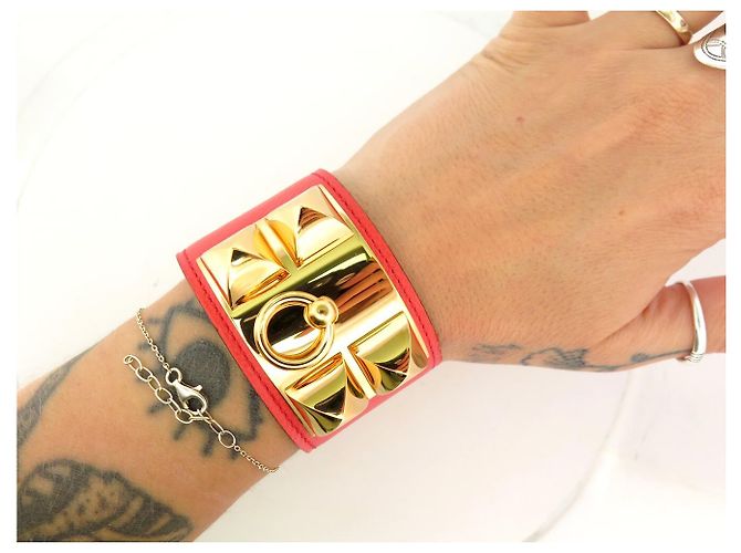 Hermès NEU HERMES COLLIER DE CHIEN MEDOR ARMBAND EPSOM LEDER ROSA T2 S MANSCHETTE - Ansicht 11