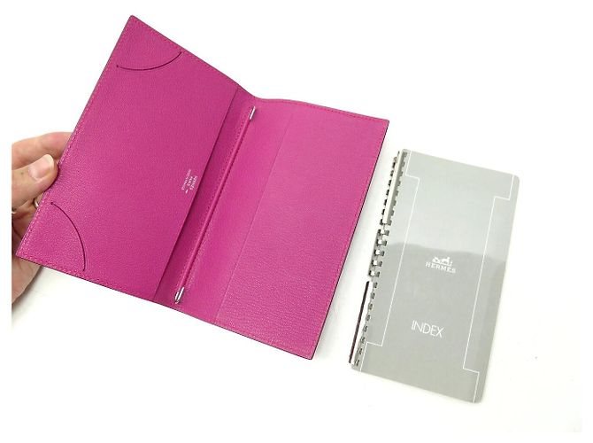 Hermès NEW HERMES LIZARD LEATHER DIARY COVER + ALPHABETICAL INDEX Pink - view 9