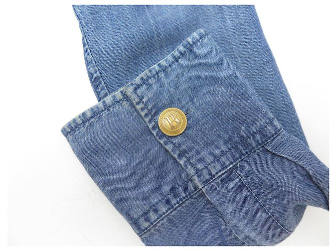 CAMISA PIERRE BALMAIN DE DENIM DEGRADADO CON BOLSILLOS 38 M BOTONES DENIM SHIRT Azul - vista 12