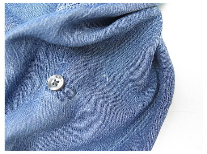 CAMISA PIERRE BALMAIN DE DENIM DEGRADADO CON BOLSILLOS 38 M BOTONES DENIM SHIRT Azul - vista 13