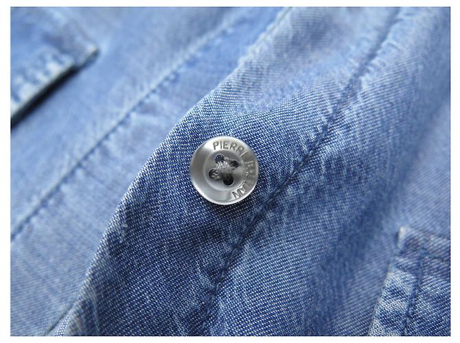 CAMISA PIERRE BALMAIN DE DENIM DEGRADADO CON BOLSILLOS 38 M BOTONES DENIM SHIRT Azul - vista 15