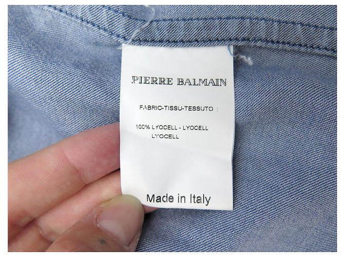 CAMISA PIERRE BALMAIN DE DENIM DEGRADADO CON BOLSILLOS 38 M BOTONES DENIM SHIRT Azul - vista 7