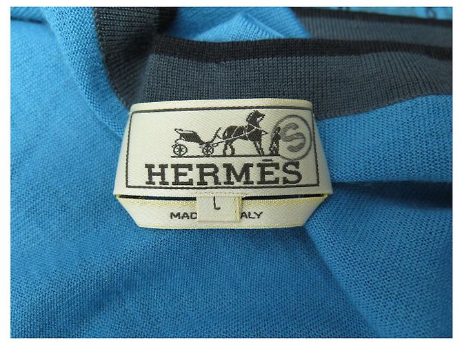 Hermès NEU HERMES V-AUSSCHNITT GEFLECHTETER TRENKAUT CASHMERE PULLOVER BLAU L 52 - Ansicht 5