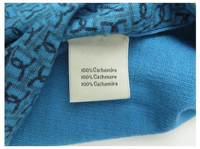 Hermès NEU HERMES V-AUSSCHNITT GEFLECHTETER TRENKAUT CASHMERE PULLOVER BLAU L 52 - Ansicht 7
