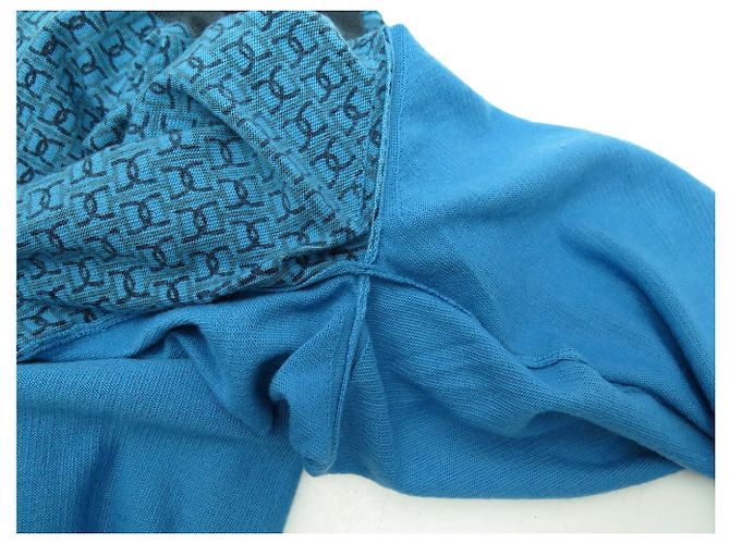 Hermès NEU HERMES V-AUSSCHNITT GEFLECHTETER TRENKAUT CASHMERE PULLOVER BLAU L 52 - Ansicht 9