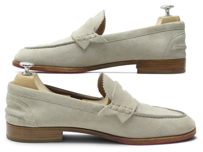 SCARPE CHRISTIAN LOUBOUTIN MOCASSINI PENNY NO BACK FLAT 45 Camoscio - vista 2