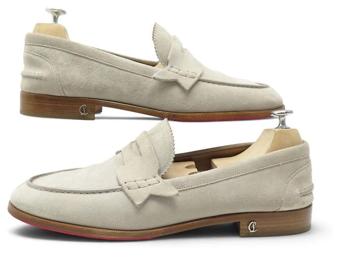 SCARPE CHRISTIAN LOUBOUTIN MOCASSINI PENNY NO BACK FLAT 45 Camoscio - vista 3