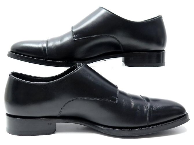 SCARPE TOM FORD ELKAN DOUBLE MONK STRAP NUOVE PELLE NERA 11 45 Nero - vista 2