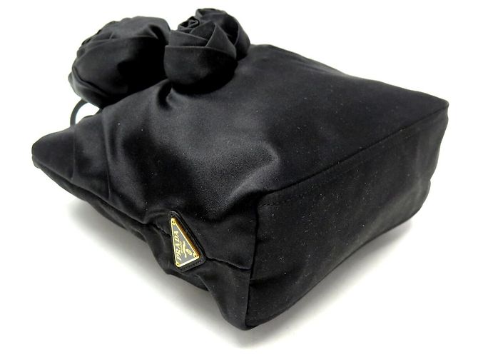 BORSA A MANO PRADA ROSA BN1660 MINI CABAS IN RASO NERO BLACK TOTE HAND BAG - vista 3