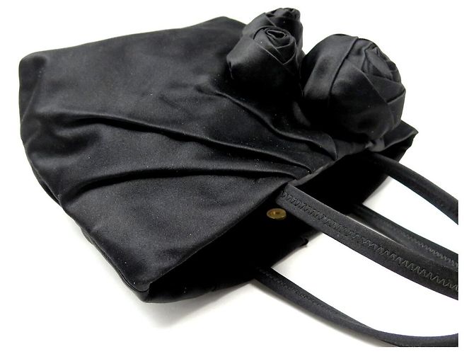 BORSA A MANO PRADA ROSA BN1660 MINI CABAS IN RASO NERO BLACK TOTE HAND BAG - vista 4