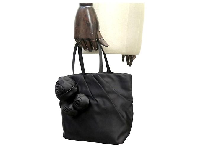 BORSA A MANO PRADA ROSA BN1660 MINI CABAS IN RASO NERO BLACK TOTE HAND BAG - vista 5