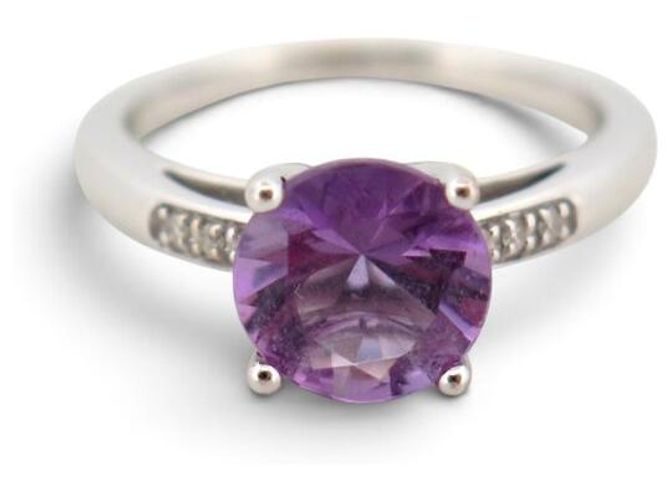 MAUBOUSSIN MON BEBE D'AMOUR RING 52 AMETHYST 18K WEISSGOLD 3.7GR DIAMANTEN Silber - Ansicht 2