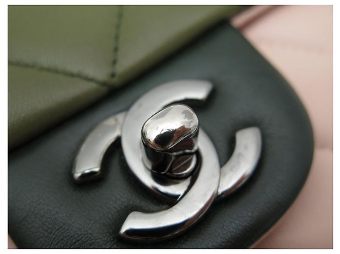CHANEL MINI CLASSIQUE TIMELESS HANDTASCHE ROSA GRÜN LEDER EINFACH RABAT BAG - Ansicht 15