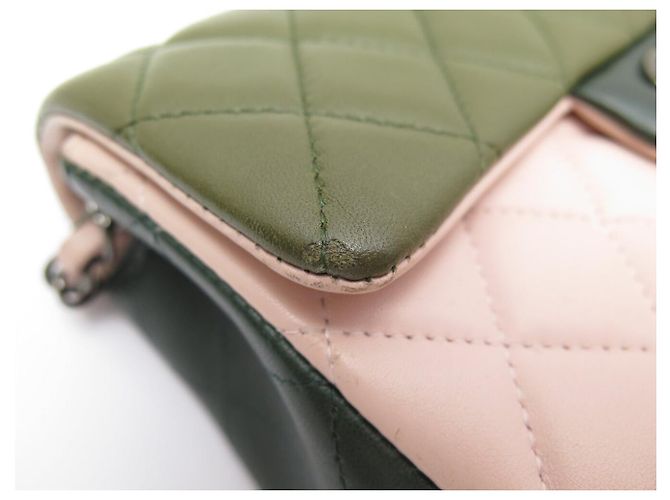 CHANEL MINI CLASSIQUE TIMELESS HANDTASCHE ROSA GRÜN LEDER EINFACH RABAT BAG - Ansicht 17