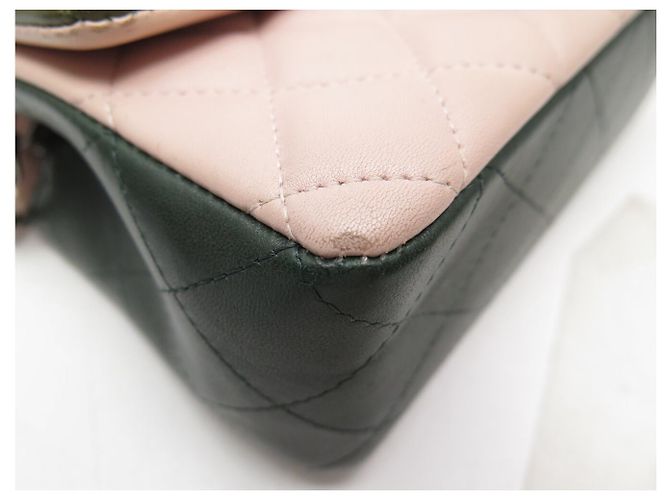CHANEL MINI CLASSIQUE TIMELESS HANDTASCHE ROSA GRÜN LEDER EINFACH RABAT BAG - Ansicht 18