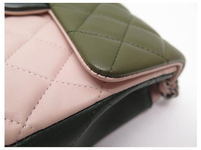 CHANEL MINI CLASSIQUE TIMELESS HANDTASCHE ROSA GRÜN LEDER EINFACH RABAT BAG - Ansicht 20