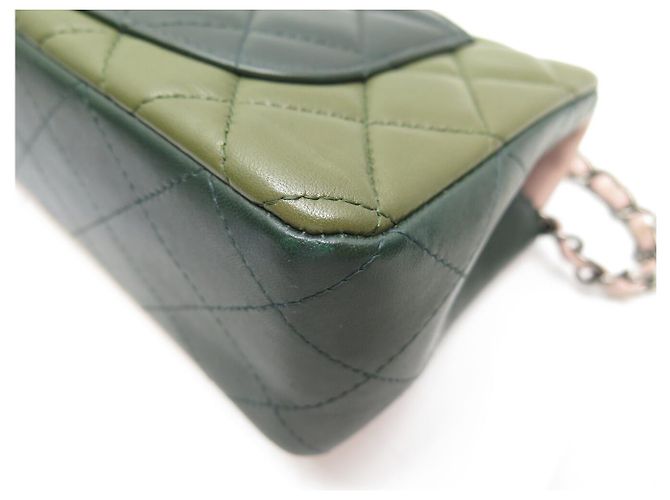 CHANEL MINI CLASSIQUE TIMELESS HANDTASCHE ROSA GRÜN LEDER EINFACH RABAT BAG - Ansicht 22