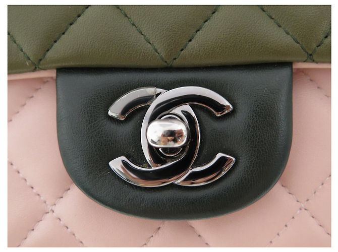 CHANEL MINI CLASSIQUE TIMELESS HANDTASCHE ROSA GRÜN LEDER EINFACH RABAT BAG - Ansicht 4