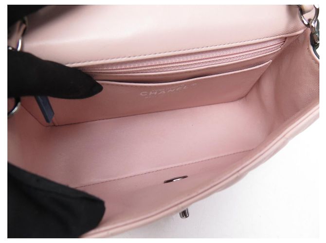 CHANEL MINI CLASSIQUE TIMELESS HANDTASCHE ROSA GRÜN LEDER EINFACH RABAT BAG - Ansicht 7