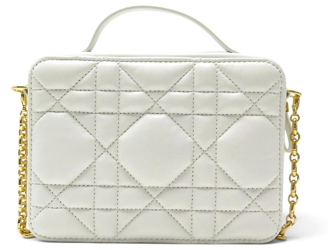 Christian Dior NUOVA BORSA DIOR CARO POUCH S5140UNGX PELLE CANNAGE CON TRACCOLLA Bianco - vista 2