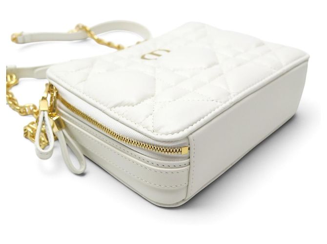Christian Dior NUOVA BORSA DIOR CARO POUCH S5140UNGX PELLE CANNAGE CON TRACCOLLA Bianco - vista 3