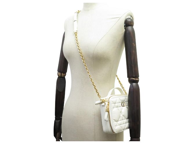 Christian Dior NUOVA BORSA DIOR CARO POUCH S5140UNGX PELLE CANNAGE CON TRACCOLLA Bianco - vista 7
