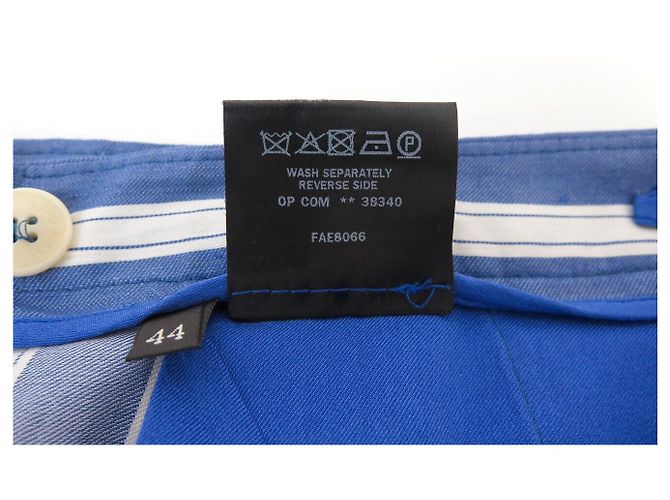 PANTALONES LORO PIANA NUEVOS A RAYAS DE LINO ALGODÓN SEDA 44 IT M 38 FR Azul - vista 7