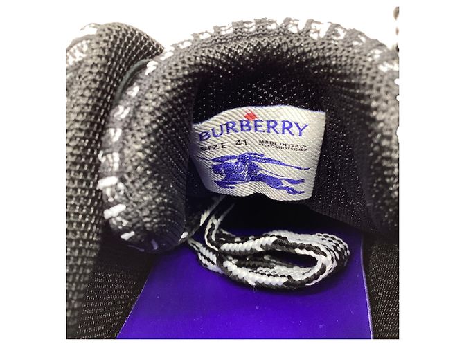 Baskets Box en maille Check de Burberry en polyester noir et blanc - vue 11