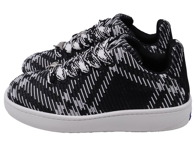 Baskets Box en maille Check de Burberry en polyester noir et blanc - vue 4