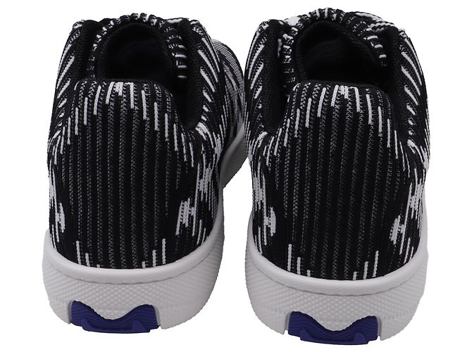 Baskets Box en maille Check de Burberry en polyester noir et blanc - vue 5