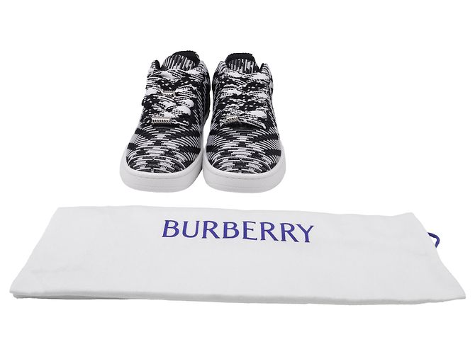 Baskets Box en maille Check de Burberry en polyester noir et blanc - vue 6