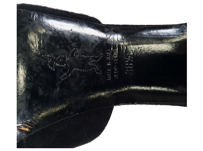 Décolleté peep-toe Marni con cinturino in nastro in camoscio nero - vista 10