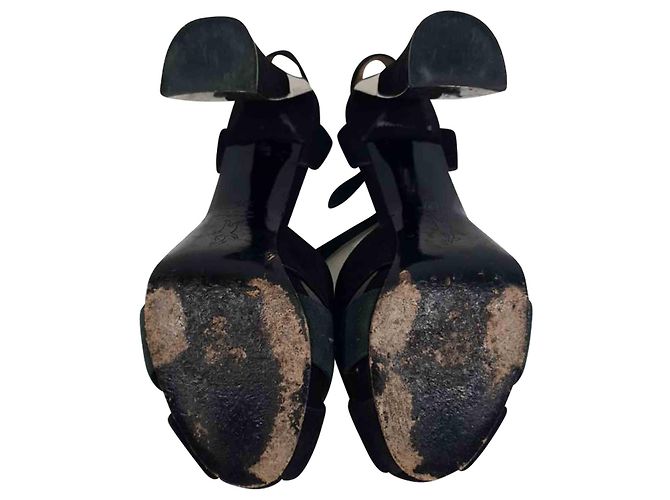 Décolleté peep-toe Marni con cinturino in nastro in camoscio nero - vista 7