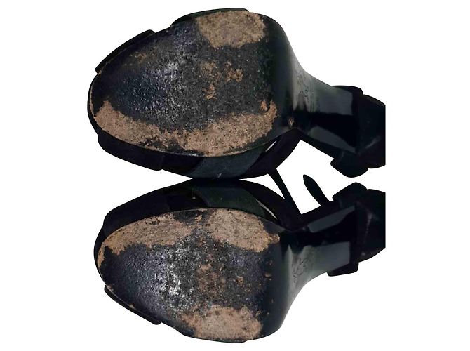 Décolleté peep-toe Marni con cinturino in nastro in camoscio nero - vista 8