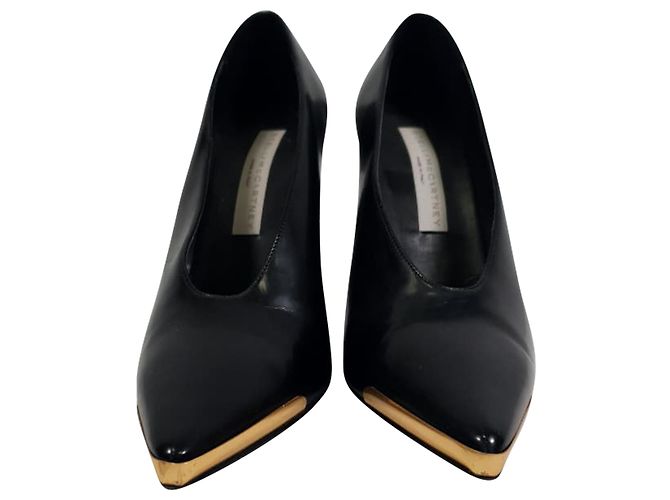 Stella Mc Cartney Stella Mccartney Pumps mit spitzer Kappe aus schwarzem Leder - Ansicht 2