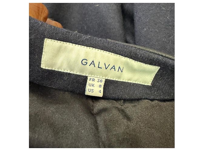 Autre Marque  Galvan Open Long Coat in Navy Blue Wool - view 4