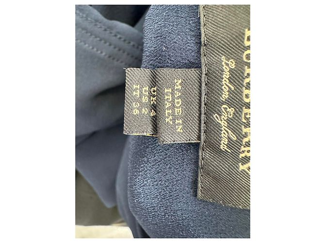 Abito midi a maniche lunghe con bottoni Burberry in seta blu navy - vista 20