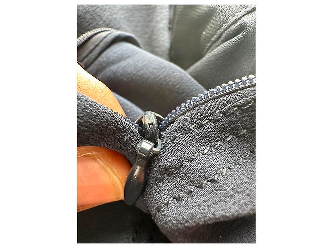 Abito midi a maniche lunghe con bottoni Burberry in seta blu navy - vista 8