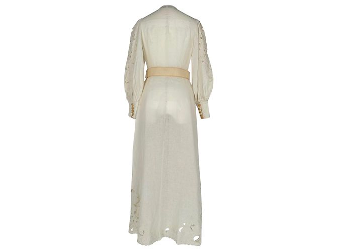 Vestido maxi bordado Zimmermann Freja en lino blanco Crudo - vista 3