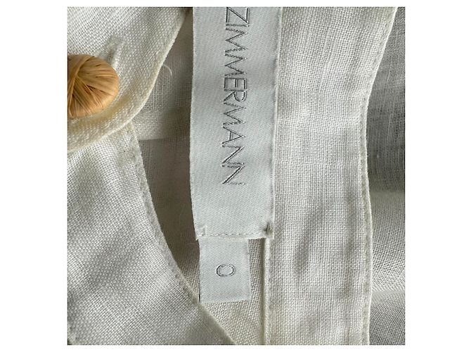 Vestido maxi bordado Zimmermann Freja en lino blanco Crudo - vista 6